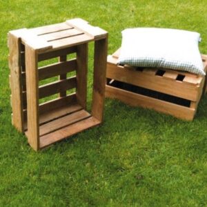 Kiste Hocker WINE recyceltes Teak