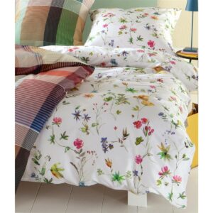 Bettwäsche Sympathica Satin 9003 Blumen Blüten weiß bunt 155x220 EAN:4022944572647