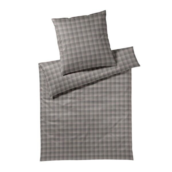 Joop! Luxury Flanell Bettwäsche Soft Checks Taupe 45000-17 135x200 EAN:4029058253370