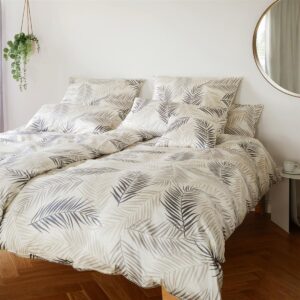 Elegante Bambus Satin Bettwäsche 24501-7 natur Palm Blätter 135x200 EAN:4029058281915