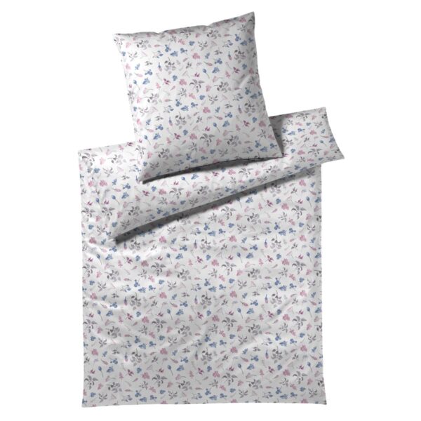 Elegante Interlock Jersey Bettwäsche Botanic 3501-1 Blume Blau 135x200 EAN:4029058668778