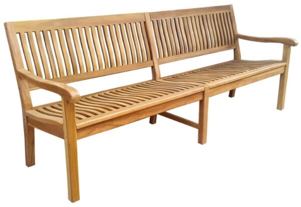 Stabile XXL Gartenbank Kingsbury mit Armlehne 220 cm in Premium Teak EAN:4039214605806