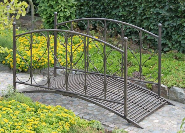 Gartenbrücke DUKONO Teichbrücke aus Metall dunkelbraun lackiert EAN:4041908069283