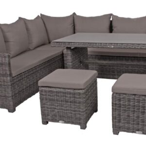 Gartensofa Eckgruppe OVIEDO  mit höheren Tisch fast in Esstischhöhe EAN:4041908084279