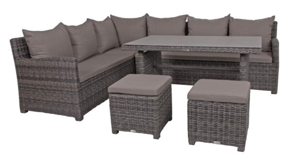 Gartensofa Eckgruppe OVIEDO  mit höheren Tisch fast in Esstischhöhe EAN:4041908084279