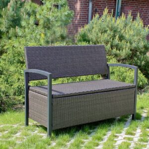 Gartenbank Truhenbank FERRARA Aluminium und Polygeflecht Coffee EAN:4041908100160