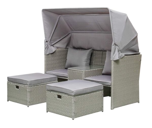 Gartensofa Relax Lounge SAINT TROPEZ mit Hocker und Sonnendach EAN:4041908131621