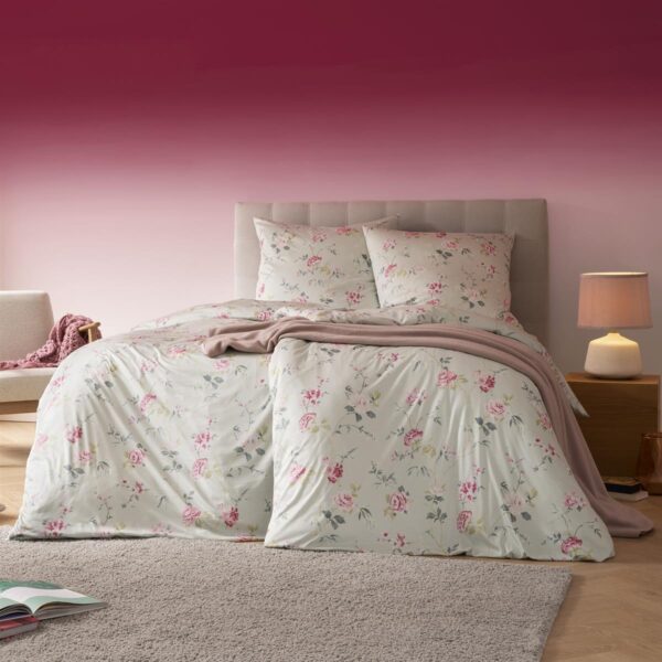 Estella Interlock Jersey Bettwäsche 6272-520 Blumen Rosa Grün 135x200 EAN:4053912460628