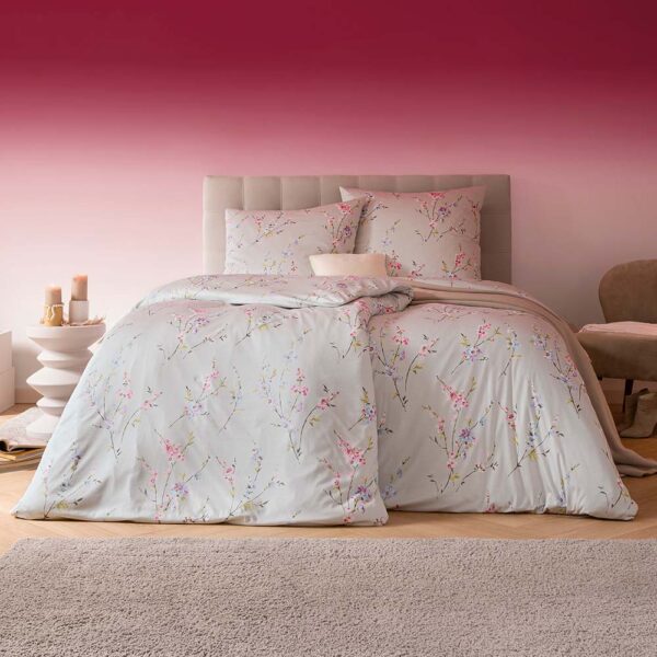 Estella Interlock Jersey Bettwäsche Elsa 6276-820 Blumen Grau 135x200 EAN:4053912460697