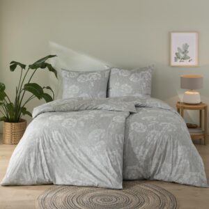 Estella Interlock Jersey Bettwäsche Anja 6345-016 khaki Blumen 135x200 EAN:4053912494715