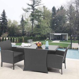 Garten Sitzgruppe Balkonset Polyrattan schwarz mit Tisch und Kissen EAN:4062444020965