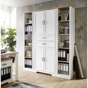 Büroschrank Bürowand Set JASMIN 3-teilig Pinie weiß Nachbildung EAN:4250983123791