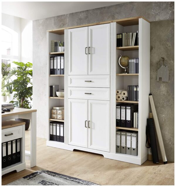 Büroschrank Bürowand Set JASMIN 3-teilig Pinie weiß Nachbildung EAN:4250983123791