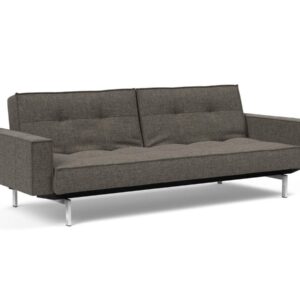 Innovation Splitback Klappsofa mit Polster-Armlehne 216 Flashtex Dark Grey Chrom / Mattschwarz EAN:5700110825665