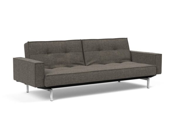 Innovation Splitback Klappsofa mit Polster-Armlehne 216 Flashtex Dark Grey Chrom / Mattschwarz EAN:5700110825665