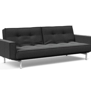 Innovation Splitback Klappsofa mit Polster-Armlehne 529 Bouclè Charcoal Chrom / Mattschwarz EAN:5700110945615