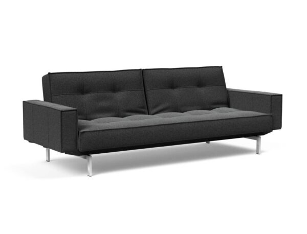 Innovation Splitback Klappsofa mit Polster-Armlehne 529 Bouclè Charcoal Chrom / Mattschwarz EAN:5700110945615