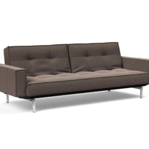 Innovation Splitback Klappsofa mit Polster-Armlehne 530 Bouclé Taupe Chrom / Mattschwarz EAN:5700110945615