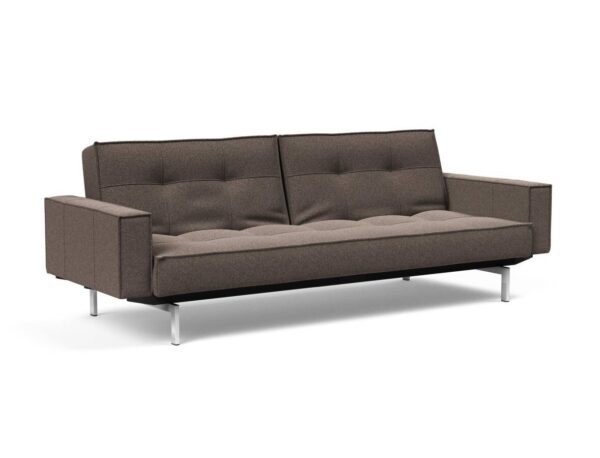 Innovation Splitback Klappsofa mit Polster-Armlehne 530 Bouclé Taupe Chrom / Mattschwarz EAN:5700110945615