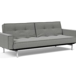 Innovation Splitback Klappsofa mit Polster-Armlehne 533 Boucle Ash grey Chrom / Mattschwarz EAN:5700110945615