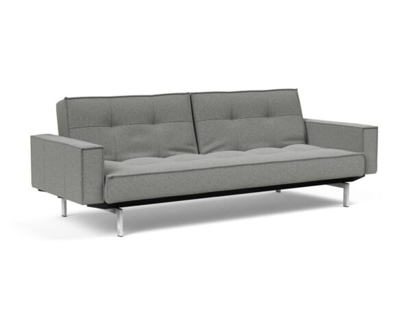 Innovation Splitback Klappsofa mit Polster-Armlehne 533 Boucle Ash grey Chrom / Mattschwarz EAN:5700110945615