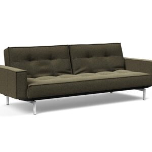 Innovation Splitback Klappsofa mit Polster-Armlehne 535 Boucle Forest Green Chrom / Mattschwarz EAN:5700110945615