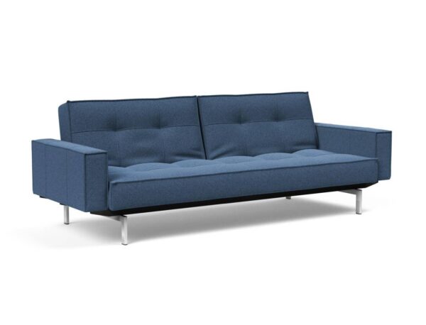 Innovation Splitback Klappsofa mit Polster-Armlehne 537 Boucle Blue Chrom / Mattschwarz EAN:5700110945615