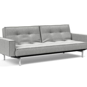 Innovation Splitback Klappsofa mit Polster-Armlehne 590 Micro Check Grey Chrom / Mattschwarz EAN:5700110945615