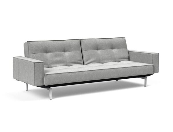 Innovation Splitback Klappsofa mit Polster-Armlehne 590 Micro Check Grey Chrom / Mattschwarz EAN:5700110945615