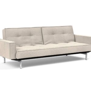 Innovation Splitback Klappsofa mit Polster-Armlehne 594 Corduroy Ivory Chrom / Mattschwarz EAN:5700110945615