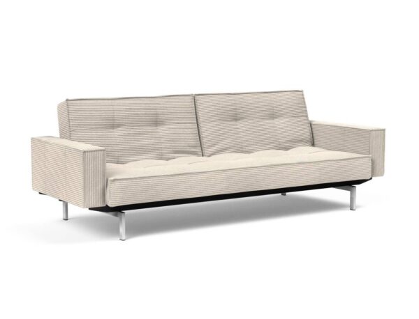 Innovation Splitback Klappsofa mit Polster-Armlehne 594 Corduroy Ivory Chrom / Mattschwarz EAN:5700110945615