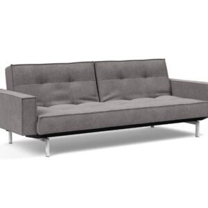 Innovation Splitback Klappsofa mit Polster-Armlehne 217 Flashtex Light Grey Chrom / Mattschwarz EAN:5700110945615