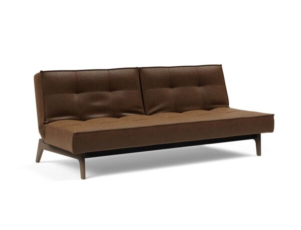 Innovation Splitback Klappsofa 461 Leather Look Brown Vintage Elk Rauch-Eiche / Gestell schwarz EAN:5700110949248