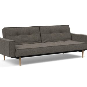 Innovation Splitback Klappsofa mit Polster-Armlehne 216 Flashtex Dark Grey Styletto Holz hell / Gestell schwarz EAN:5700110949248