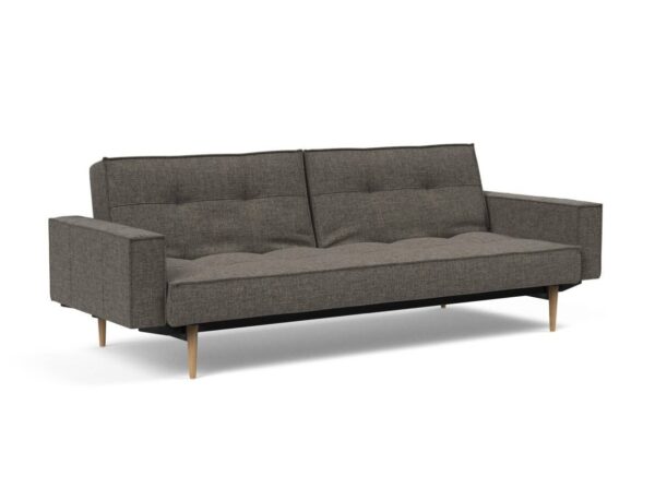 Innovation Splitback Klappsofa mit Polster-Armlehne 216 Flashtex Dark Grey Styletto Holz hell / Gestell schwarz EAN:5700110949248