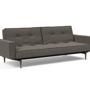 Innovation Splitback Klappsofa mit Polster-Armlehne 216 Flashtex Dark Grey Styletto Holz dunkel / Gestell schwarz EAN:5700110949248