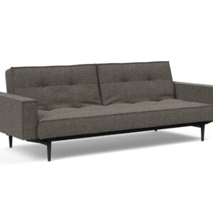 Innovation Splitback Klappsofa mit Polster-Armlehne 216 Flashtex Dark Grey Styletto Holz schwarz / Gestell schwarz EAN:5700110949248