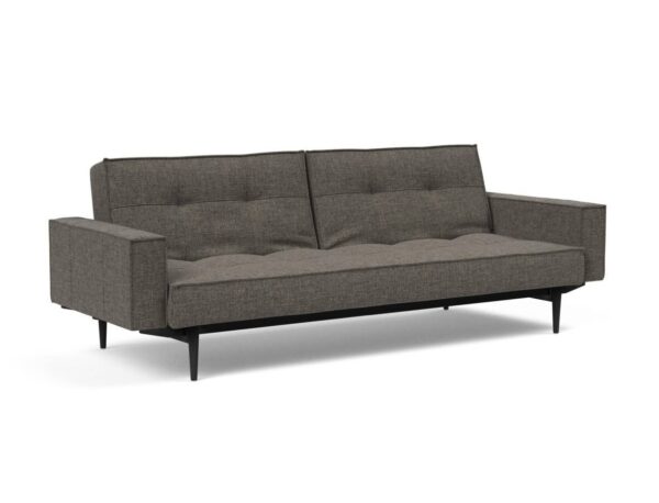 Innovation Splitback Klappsofa mit Polster-Armlehne 216 Flashtex Dark Grey Styletto Holz schwarz / Gestell schwarz EAN:5700110949248