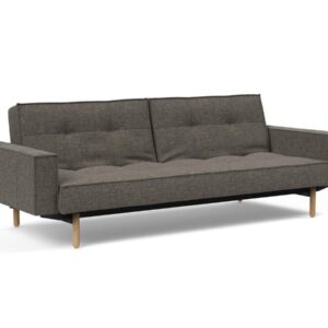 Innovation Splitback Klappsofa mit Polster-Armlehne 216 Flashtex Dark Grey Stem Holz hell / Gestell schwarz EAN:5700110949248