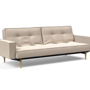 Innovation Splitback Klappsofa mit Polster-Armlehne 584 Argus Natural Styletto Holz hell / Gestell schwarz EAN:5700110949248