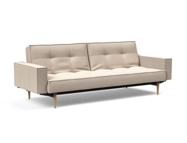 Innovation Splitback Klappsofa mit Polster-Armlehne 584 Argus Natural Styletto Holz hell / Gestell schwarz EAN:5700110949248