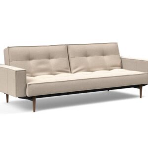 Innovation Splitback Klappsofa mit Polster-Armlehne 584 Argus Natural Styletto Holz dunkel / Gestell schwarz EAN:5700110949248