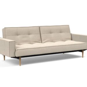 Innovation Splitback Klappsofa mit Polster-Armlehne 586 Phobos Latte Styletto Holz hell / Gestell schwarz EAN:5700110949248