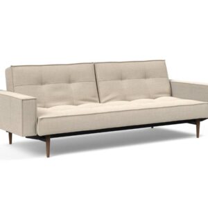 Innovation Splitback Klappsofa mit Polster-Armlehne 586 Phobos Latte Styletto Holz dunkel / Gestell schwarz EAN:5700110949248