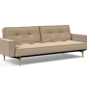 Innovation Splitback Klappsofa mit Polster-Armlehne 587 Phobos Mocha Styletto Holz hell / Gestell schwarz EAN:5700110949248