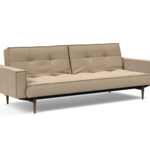 Innovation Splitback Klappsofa mit Polster-Armlehne 587 Phobos Mocha Styletto Holz dunkel / Gestell schwarz EAN:5700110949248