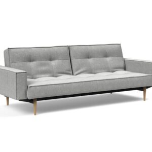 Innovation Splitback Klappsofa mit Polster-Armlehne 590 Micro Check Grey Styletto Holz hell / Gestell schwarz EAN:5700110949248