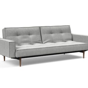 Innovation Splitback Klappsofa mit Polster-Armlehne 590 Micro Check Grey Styletto Holz dunkel / Gestell schwarz EAN:5700110949248