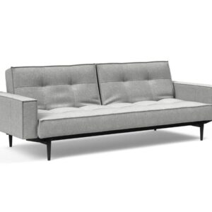 Innovation Splitback Klappsofa mit Polster-Armlehne 590 Micro Check Grey Styletto Holz schwarz / Gestell schwarz EAN:5700110949248