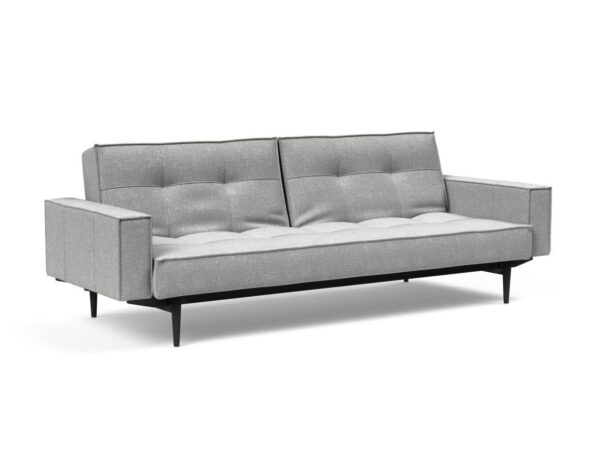 Innovation Splitback Klappsofa mit Polster-Armlehne 590 Micro Check Grey Styletto Holz schwarz / Gestell schwarz EAN:5700110949248